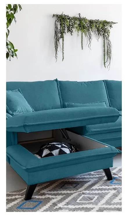 Colțar extensibil cu șezlong pe partea stângă Miuform Charming Charlie, turcoaz