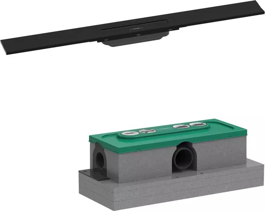Set rigola pentru dus plus capac Hansgrohe RainDrain Flex ajustabil negru mat 80 cm