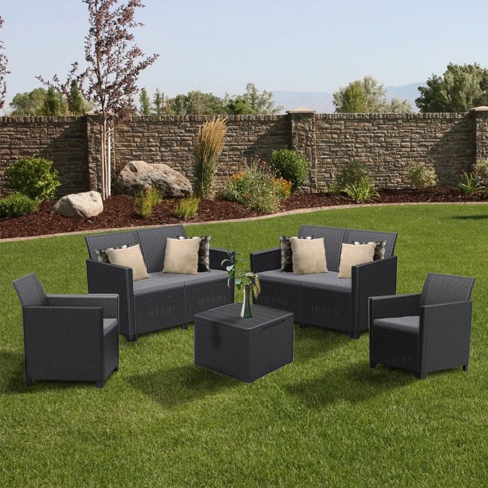 Set mobilier de grădină Claire cu 6 locuri, grafit