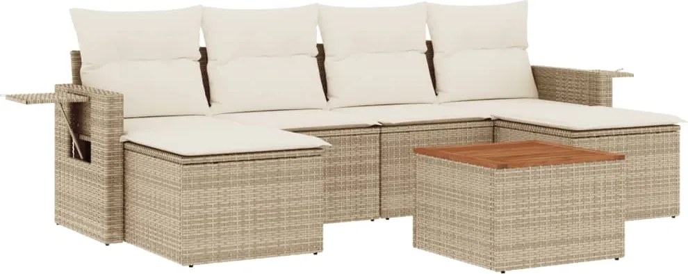 vidaXL Set canapele de grădină, 7 piese, cu perne, bej, poliratan