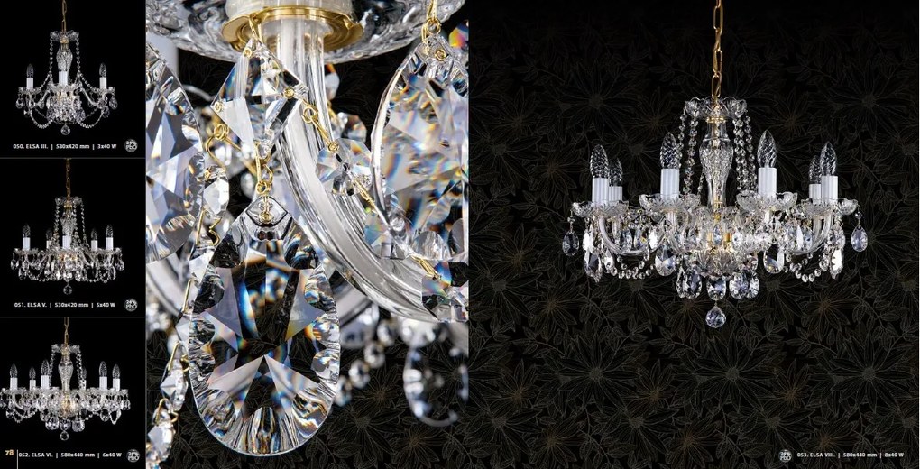 Candelabru elegant cu 10 brate Cristal Bohemia Exclusive ELSA X. CE