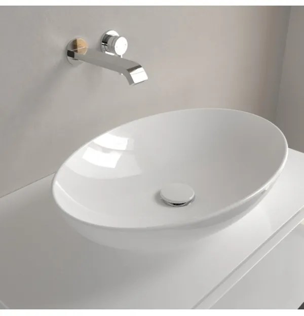 Lavoar pe blat, Villeroy&amp;Boch Loop&amp;Friends, material TitanCeram, 56x38cm, fara preaplin, Alb Alpin, 4A470101