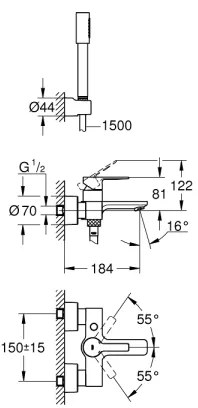 GROHE 33850001 - Baterie de cadă LINEARE DN 15, crom lucios