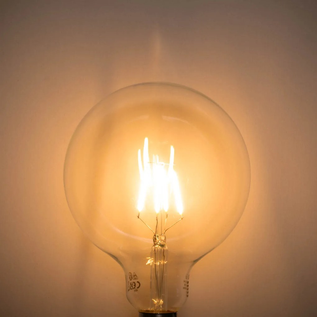 Set 5 becuri Bec LED E27 cu filament spiralat reglabil G125 5W 450lm 2200K