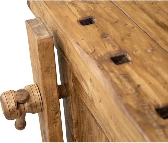 Banc de tamplar, L184 74 H92 cm, usi glisante, natur antic, lemn masiv