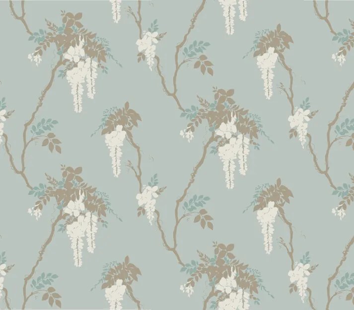 Tapet Leonora, Teal Green Luxury Floral, 1838 Wallcoverings, 5.3mp / rola