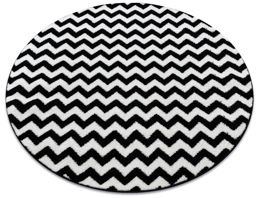 Covor Sketch rotund - F561 negru și alb - Zig Zag