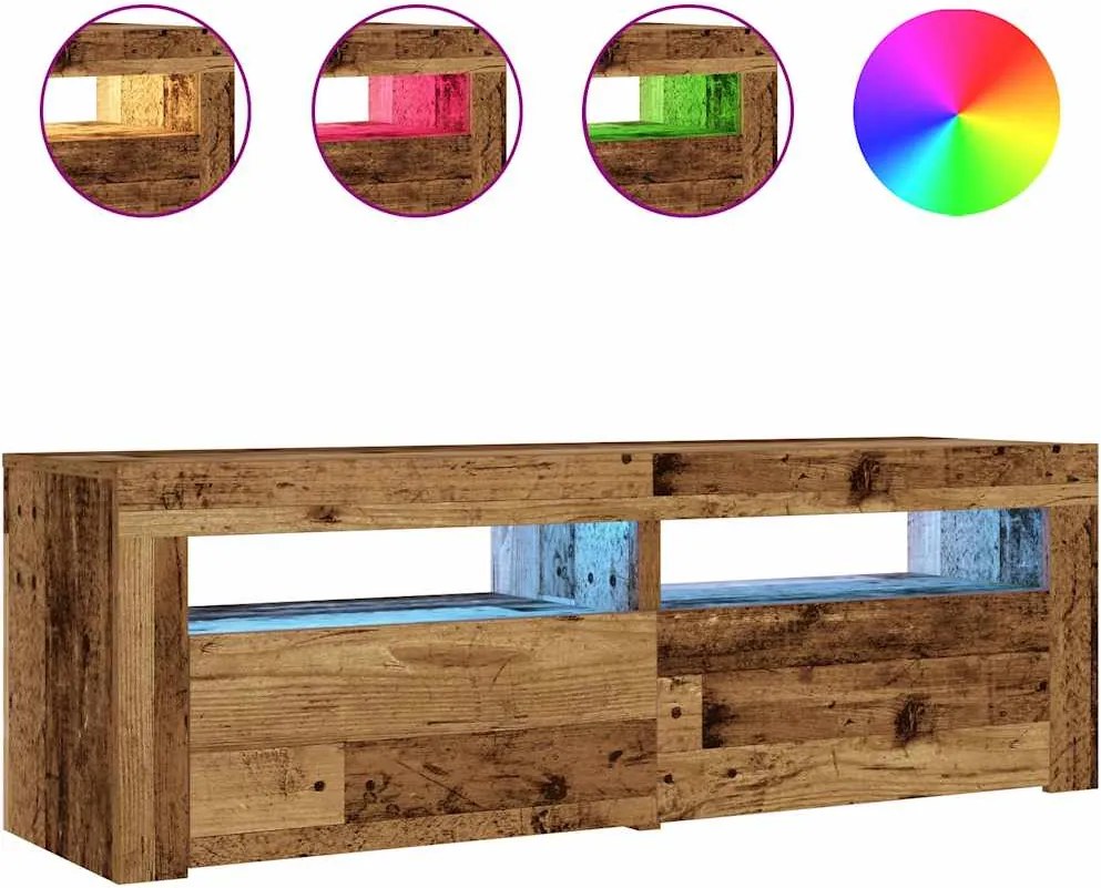 vidaXL Noptiere cu LED-uri, 2 buc., Lemn vechi, 60x35x40 cm