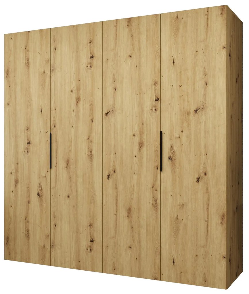 Dulap de haine 200 cm Mirabella 1 (Stejar artisan + Negru). 1126358