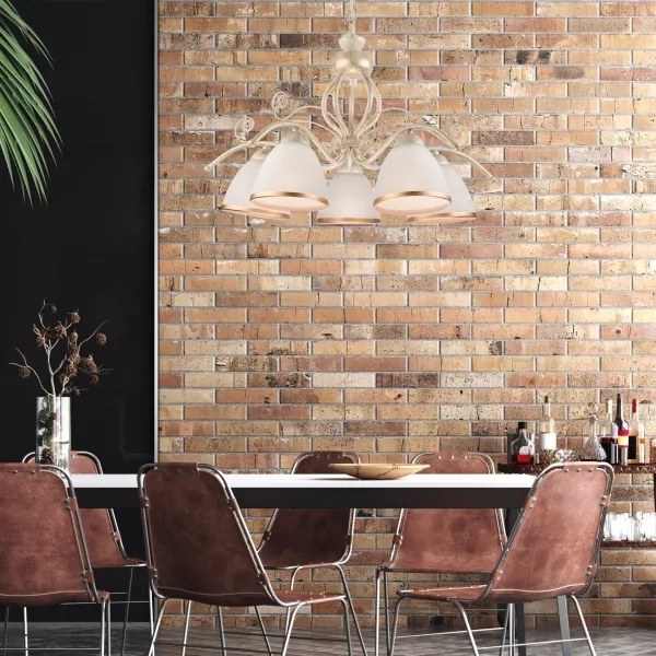 Candelabru cu lanț RETRO II, 5xE27/60W/230V, finisaj alb patinat