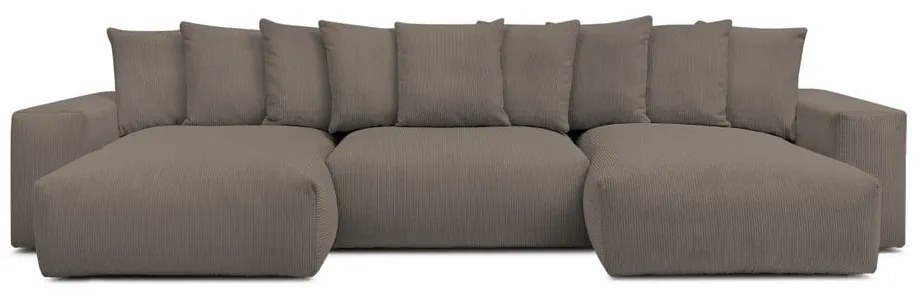 Colțar gri/maro cu tapițerie din catifea reiată Voltaire – Bobochic Paris