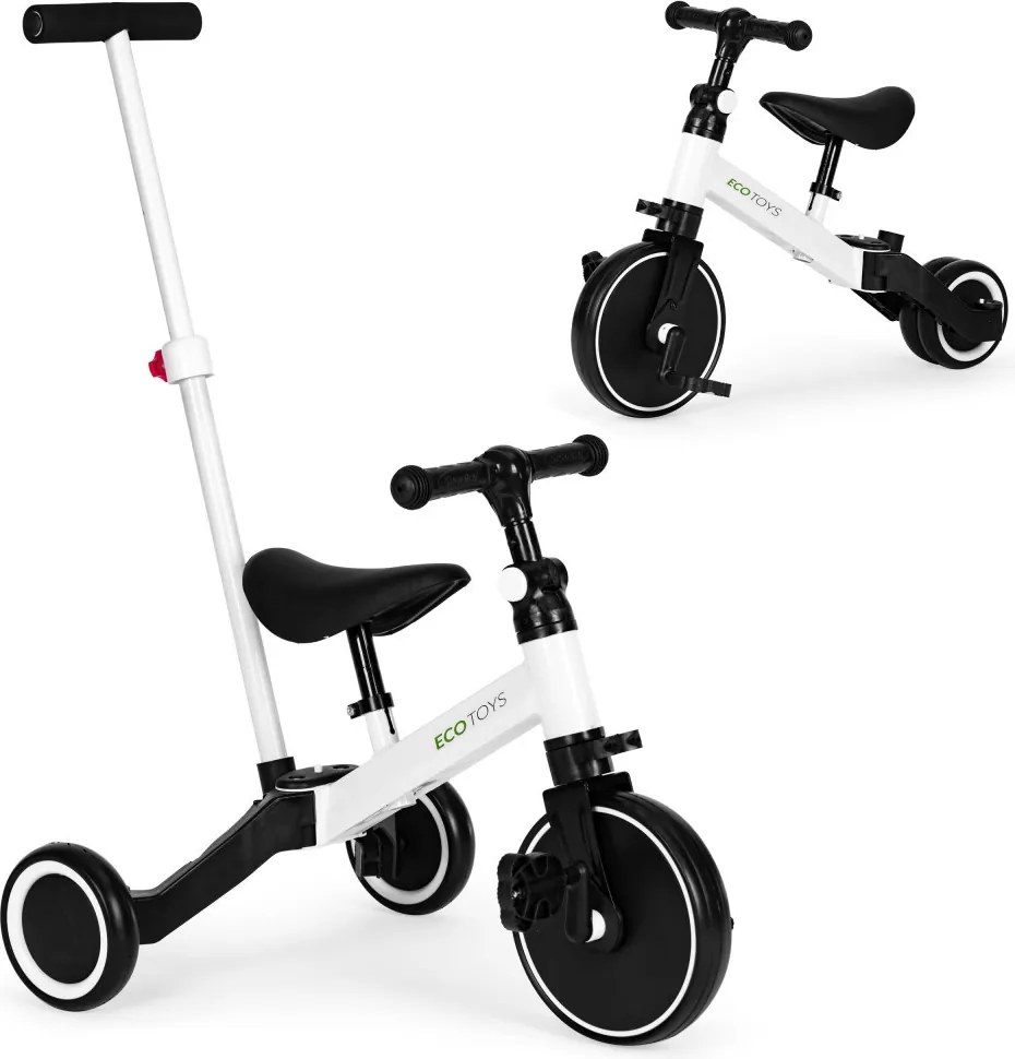 Triciclu cu trei roți cu mâner de împins 2 în 1