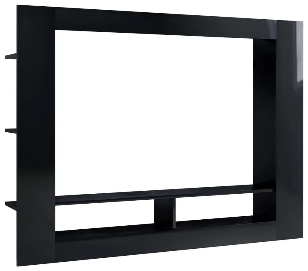 800745 vidaXL Comodă TV, negru lucios, 152 x 22 x 113 cm, PAL