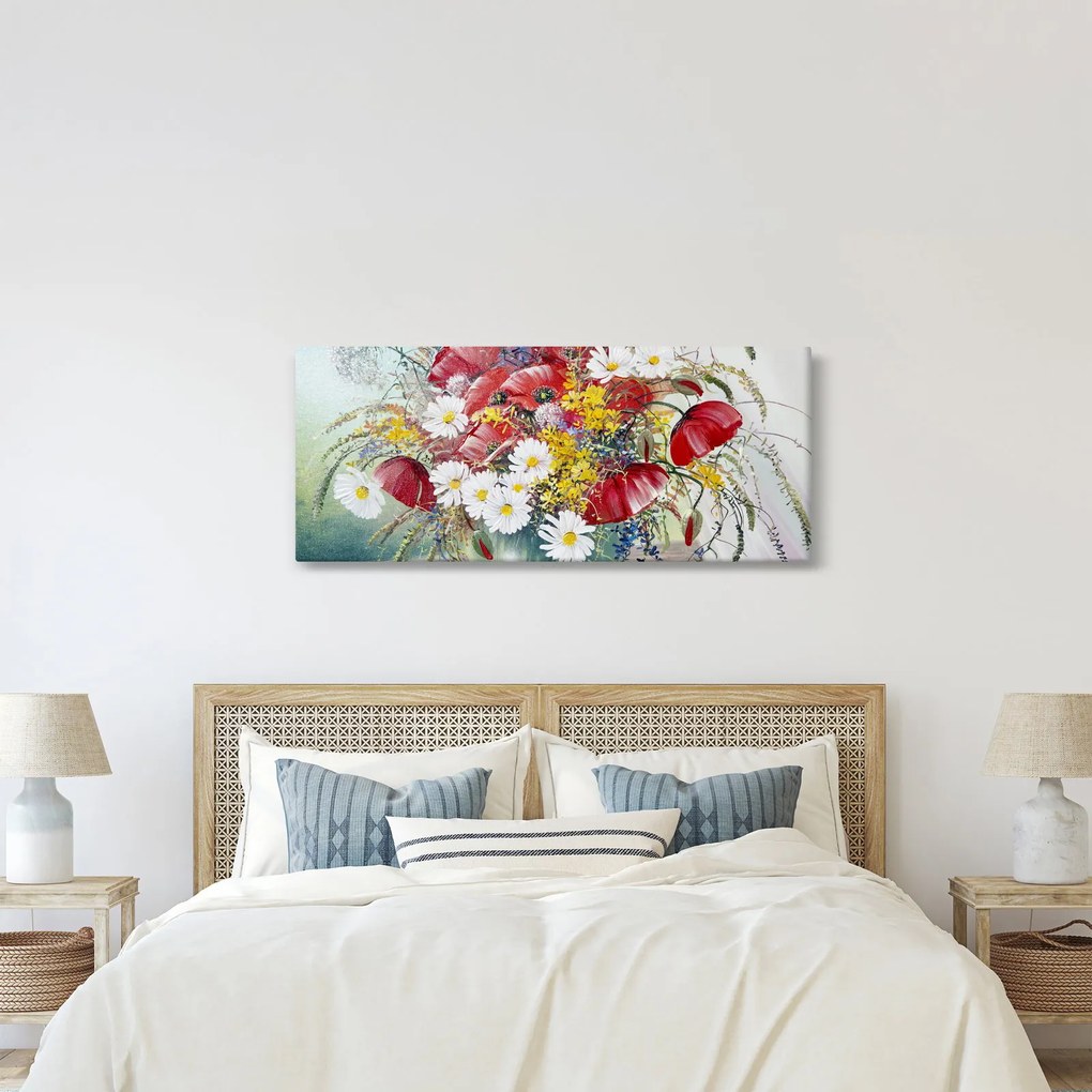 Tablou - Vază cu flori sălbatice (120x50 cm)