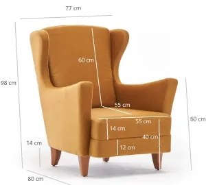 Fotoliu cu aripi NUPI, galben