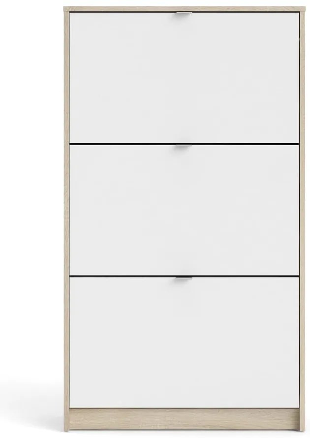 Pantofar alb/în culoare naturală cu deschidere înclinată cu aspect de lemn de stejar Shoes – Tvilum