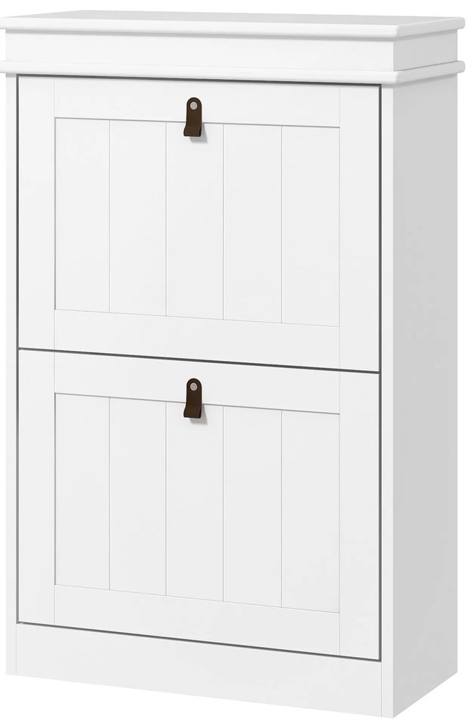 HOMCOM Dulap Pantofi Îngust cu 2 Uși Abative și Rafturi Ajustabile pentru 10 Perechi de Pantofi pentru Intrare 54x24x82,5 cm | Aosom Romania