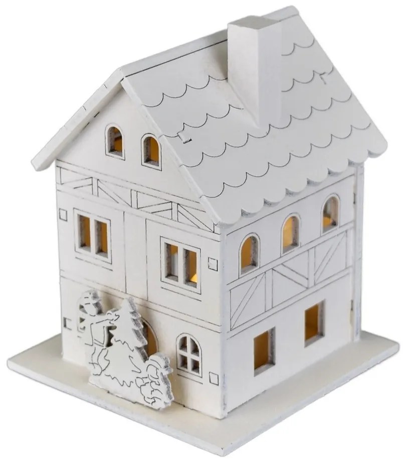 Decorațiuni luminoase de Crăciun Casă din lemn, 8x 10 x 8 cm, LED