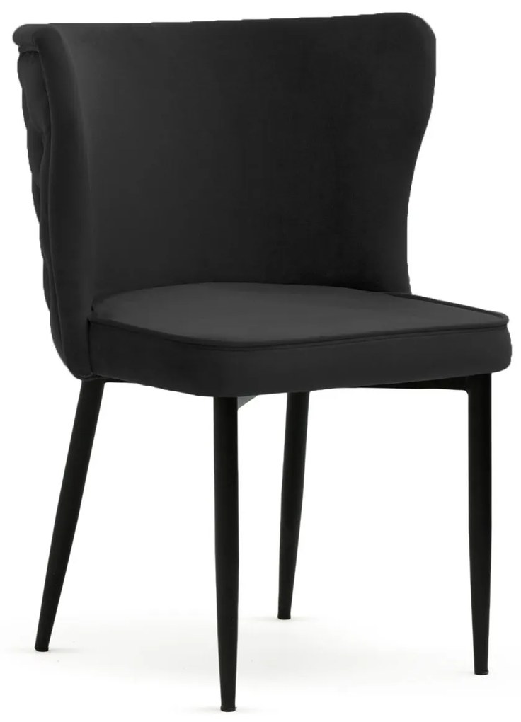 Scaun tapitat Modena negru picioare negre - H86 cm