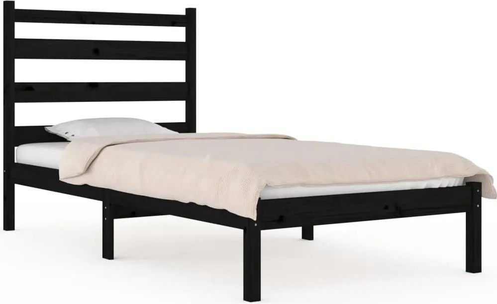 vidaXL Cadru de pat, 100x200 cm, negru, lemn masiv de pin