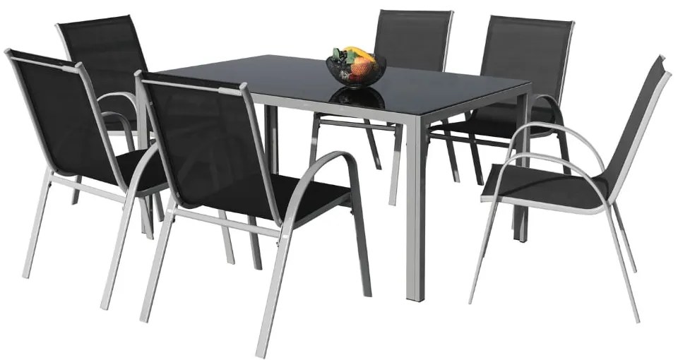 Set de gradina Lucio 2, dreptunghi - 6 locuri, negru/gri