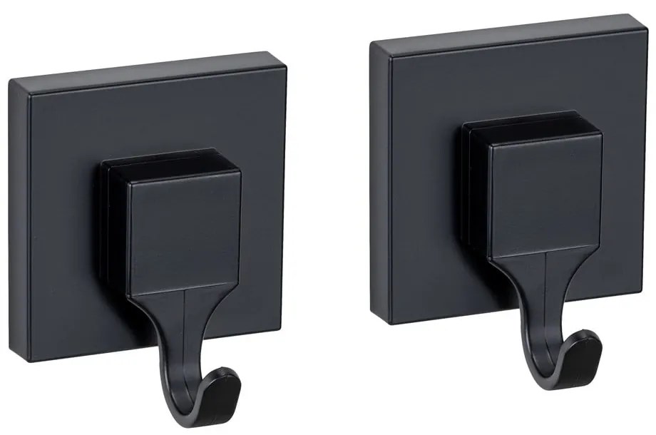 Cârlige negre 2 buc. autoadezive din plastic Quadro – Wenko