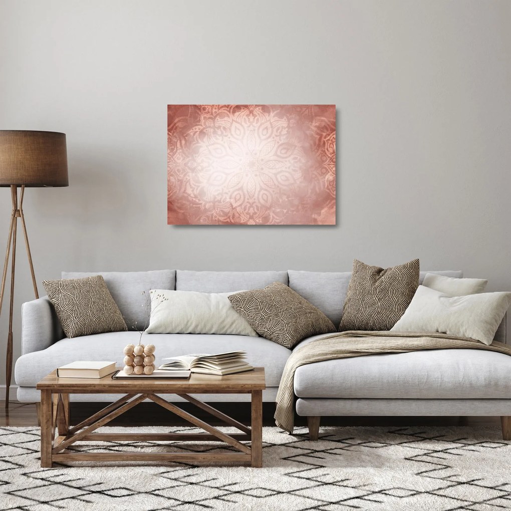 Tablou pe sticlă - Mandala roz (70x50 cm)