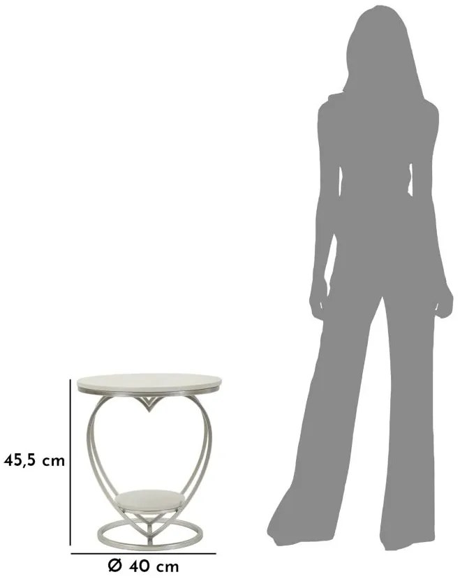 Mauro Ferretti Măsuță Inimă Argintie, Diametru 40 Cm, Înălțime 45,5 Cm | Aosom Romania
