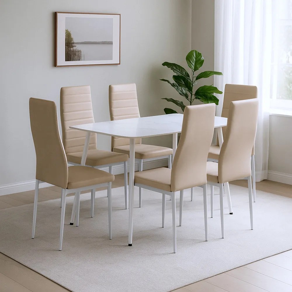 Renton 6+1 set de luat masa bej-gri