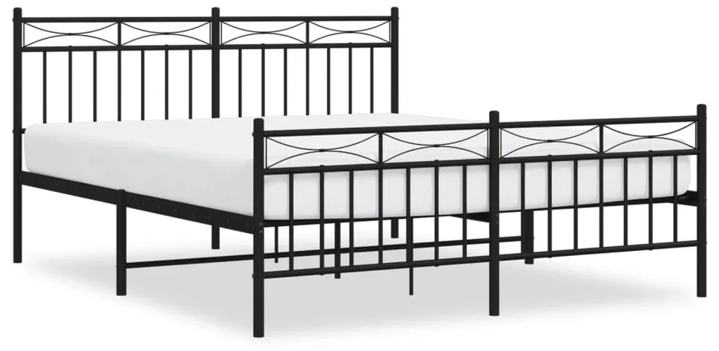 373712 vidaXL Cadru pat metalic cu tăblie de cap/picioare, negru, 160x200 cm
