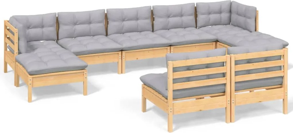 vidaXL Set mobilier de grădină cu perne, 5 piese, gri, lemn de pin