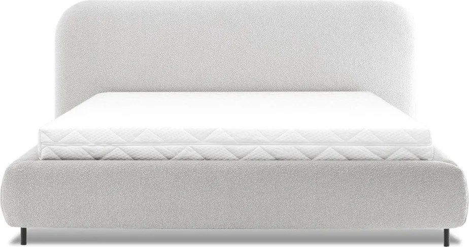 Pat matrimonial bej tapițat cu spațiu de depozitare cu somieră 140x200 cm Pointt – ELTAP