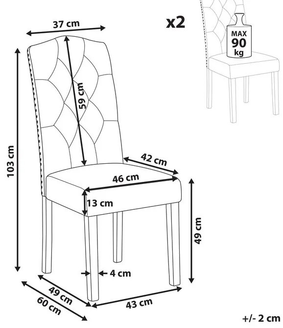 Set 2 buc. scaune sufragerie SIREL (gri). 1023189