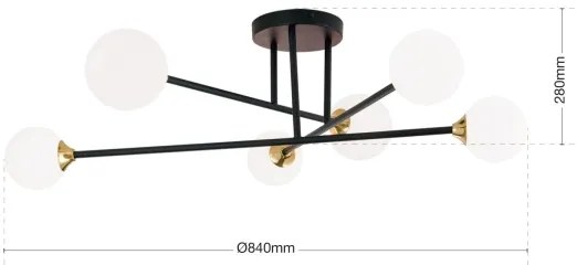 Lustră aplicată Orion DL 7-786/6 SNOWWHITE 6xG9/20W/230V d. 84 cm negru/auriu