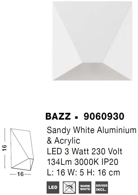 Aplica LED de perete design minimalist Bazz alb