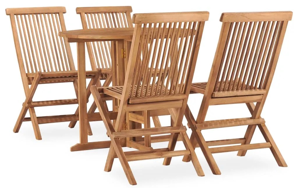 vidaXL Set mobilier de exterior pliabil, 5 piese, lemn masiv de tec
