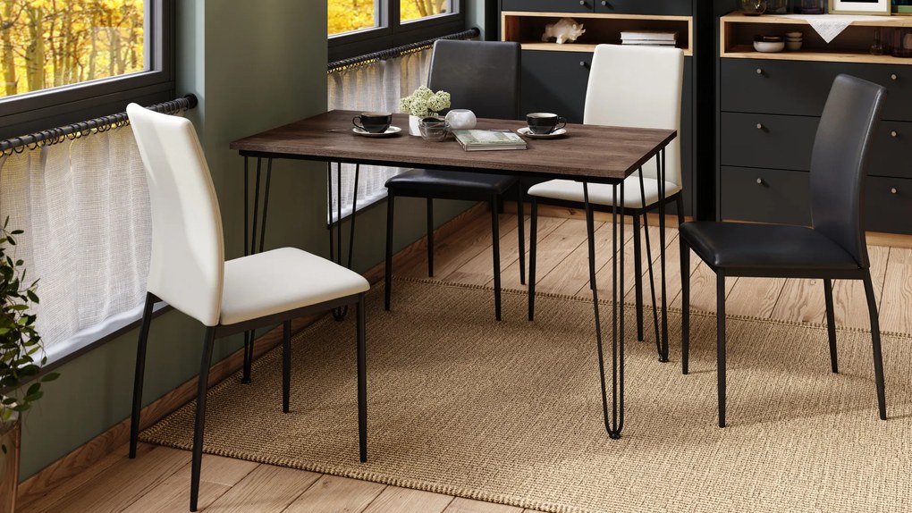 Mazzoni HAIRPIN S-120 Stejar Maro - MASĂ LOFT PENTRU BUCĂTĂRIA SUFRAGERIE LIVING