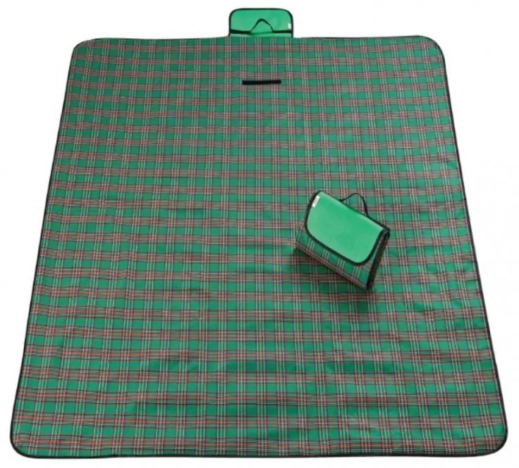 Pătură de picnic cu model în carouri verzi 175 x 145 cm