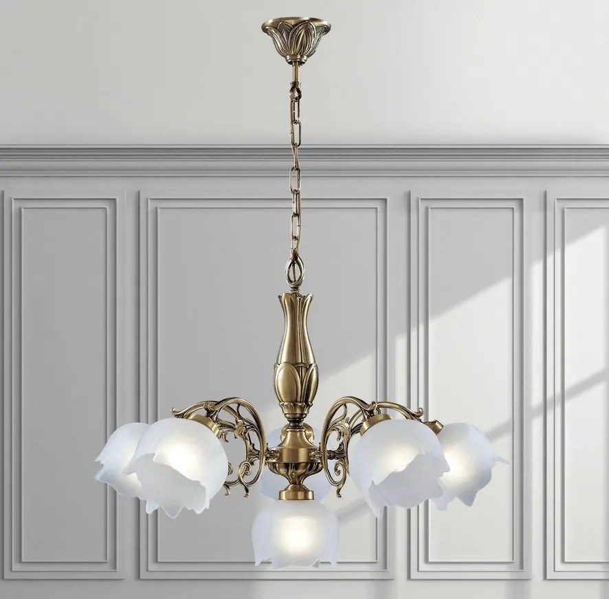 Candelabru 5 brate LUX design clasic realizat manual Bianca