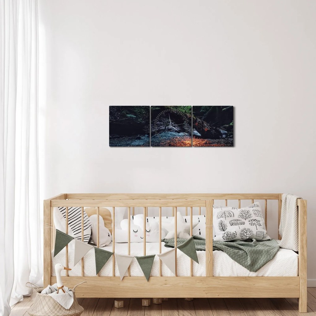 Tablou cu râu montan (cu ceas) (90x30 cm)