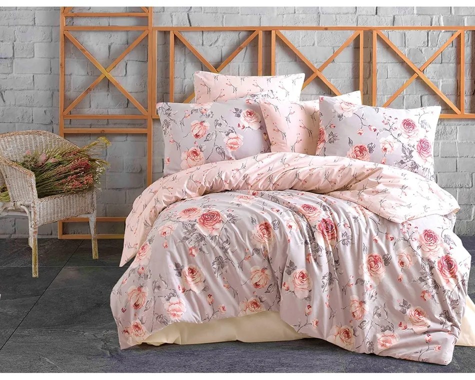 BedTex Lenjerie de pat din bumbac Maison roz , 220x 200 cm, 2 buc 70 x 90 cm