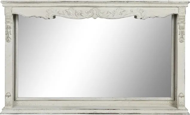 Oglindă decorativă, stil rustic vintage, culoare alb antichizat, din MDF și lemn de molid, „Spruce”
