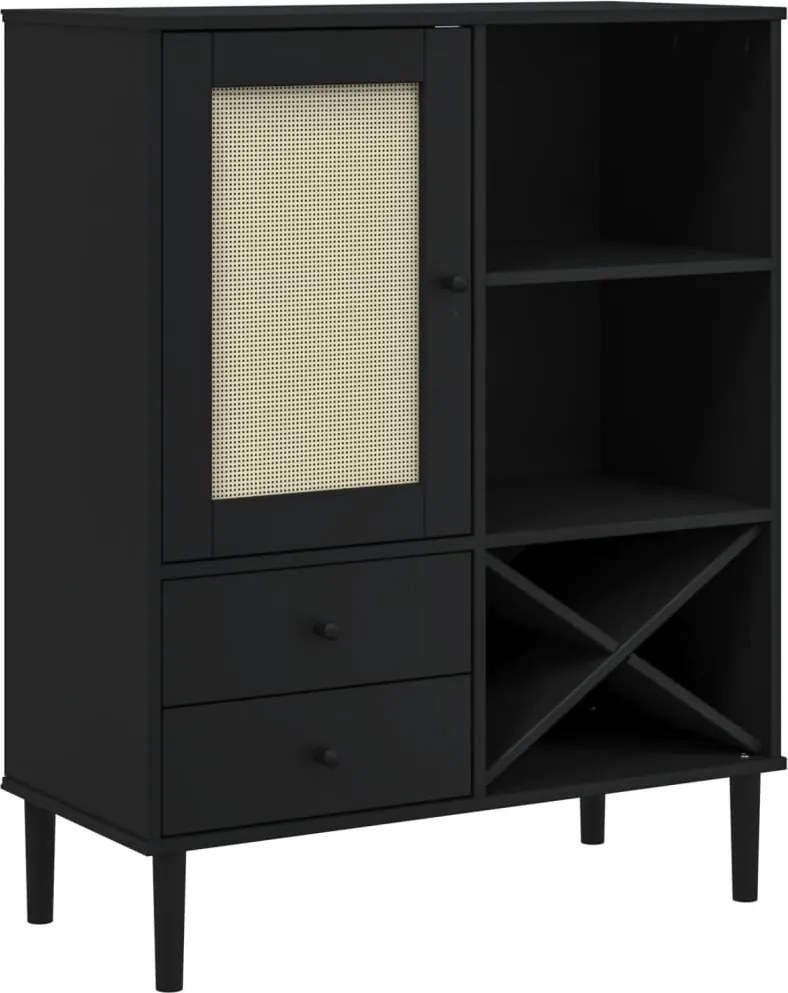 vidaXL Dulap înalt SENJA aspect ratan negru, 90x40x112cm