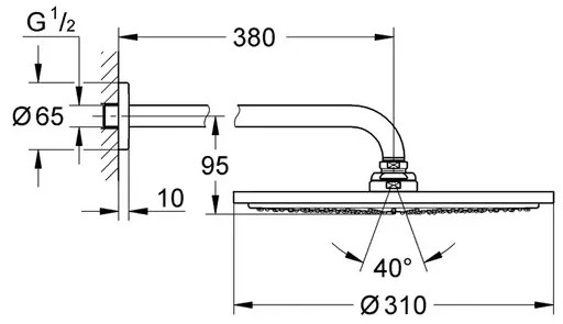 Palarie si brat de dus Grohe Rainshower Cosmopolitan 310 antracit periat Hard Graphite 1 functie