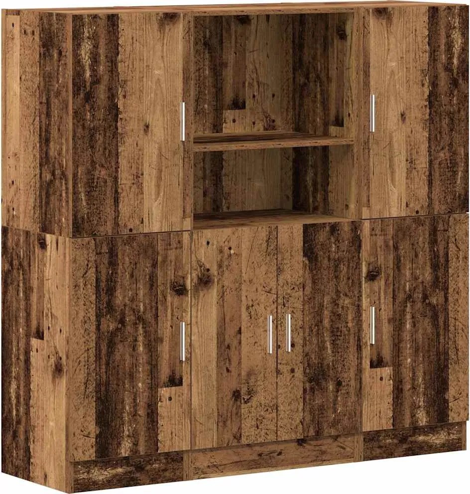 vidaXL Set dulap de bucătărie din 3 piese Lemn vechi Lemn prelucrat