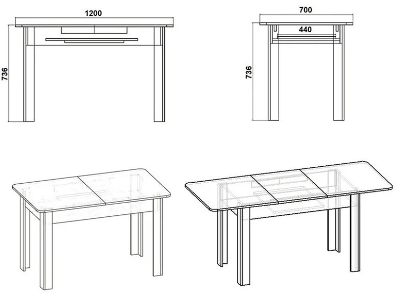 Masa Quiin Extensibila Alb 70x73.5 cm