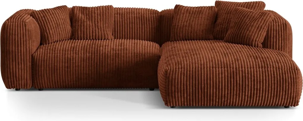 Coltar modular dreapta 2 locuri, Martina-212, Micadoni Home, 283x176x75 cm, velur, caramiziu