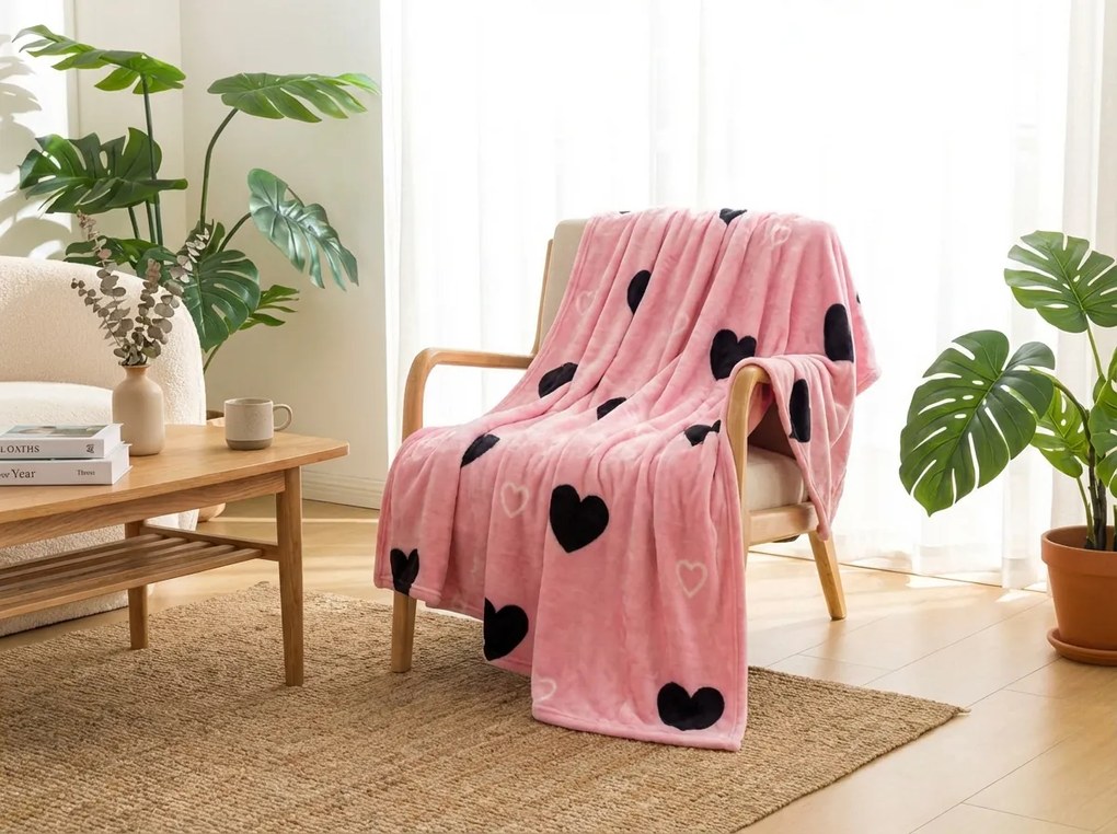 Patura Cocolino CORAZON, roz Dimensiune: 160 x 200 cm