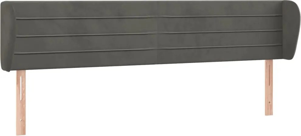 vidaXL Tăblie de pat cu aripioare gri închis 183x23x78/88 cm catifea