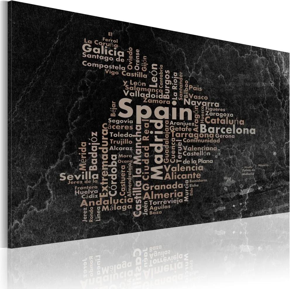 Tablou Bimago - Text map of Spain on the blackboard 60x40 cm